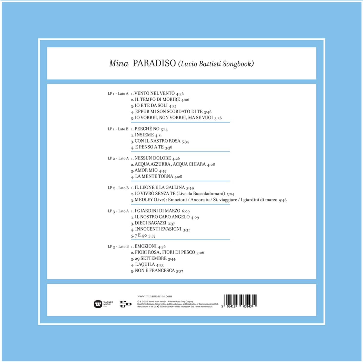 Paradiso Lucio Battisti Songbook Limited Edition