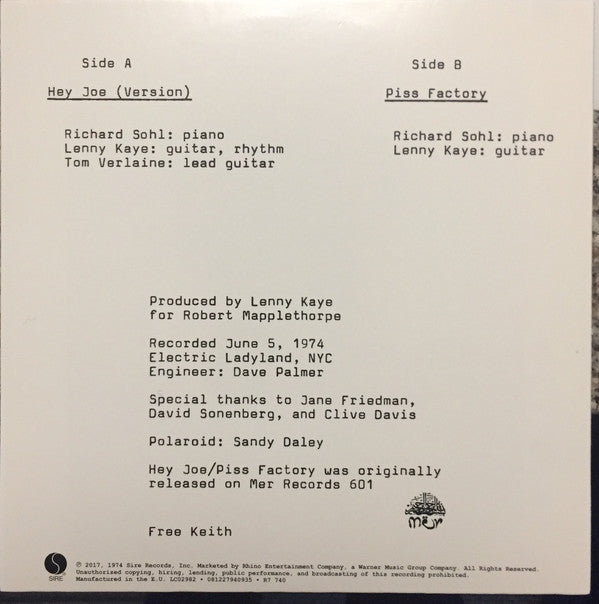 Hey Joe Version / Piss Factory Rsd 2017