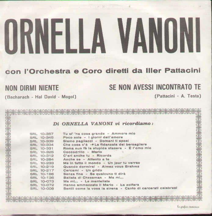 Non Dirmi Niente / Se Non Avessi Incontrato Te