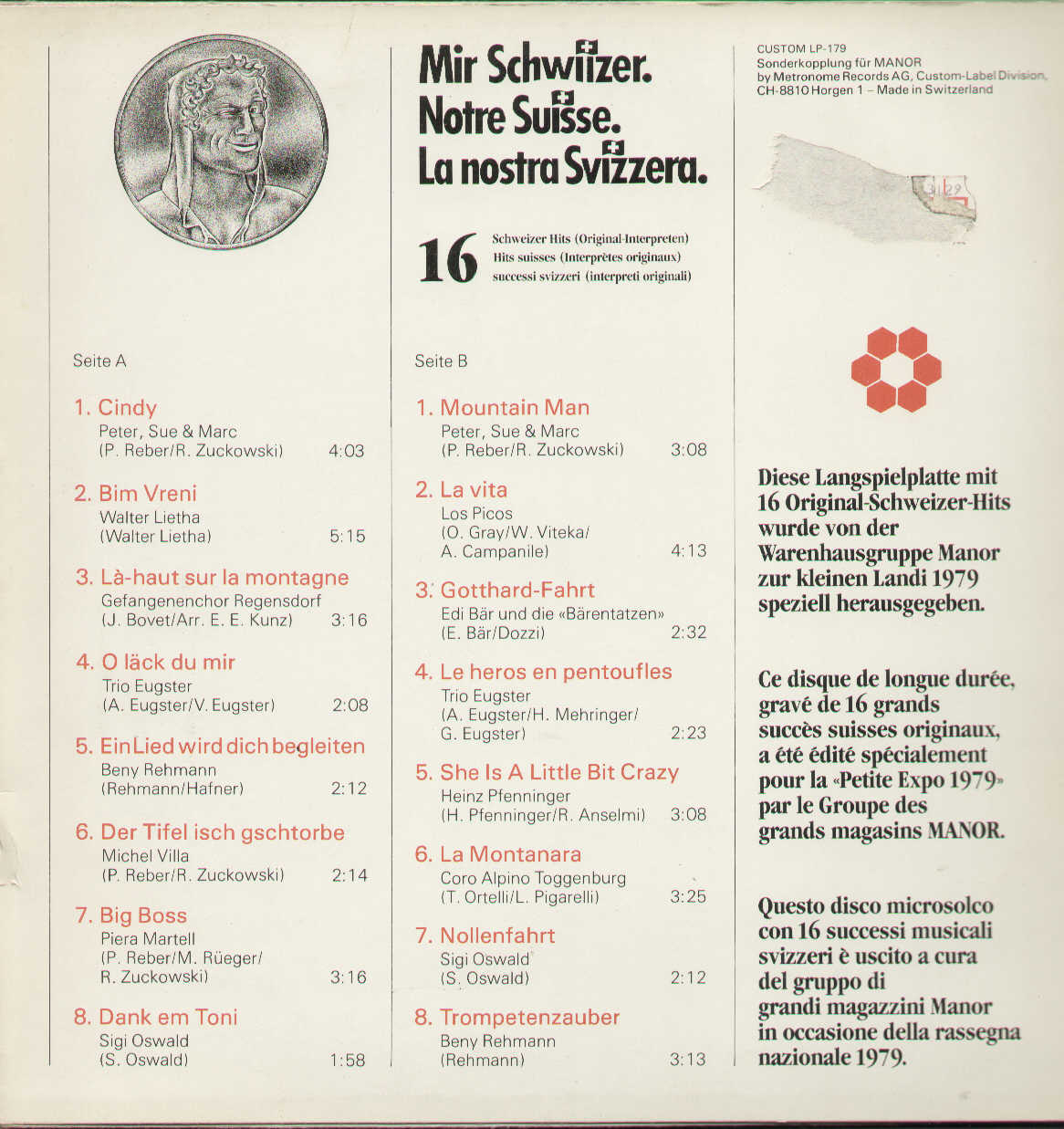Mit Schweiizer Notre Suisse La Nostra Svizzera