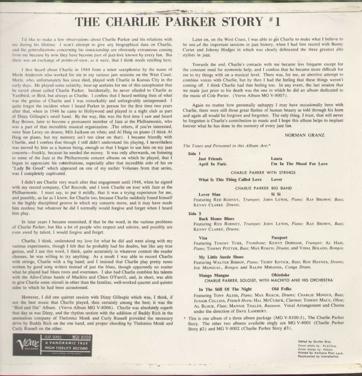 The Charlie Parker Story Vol.1