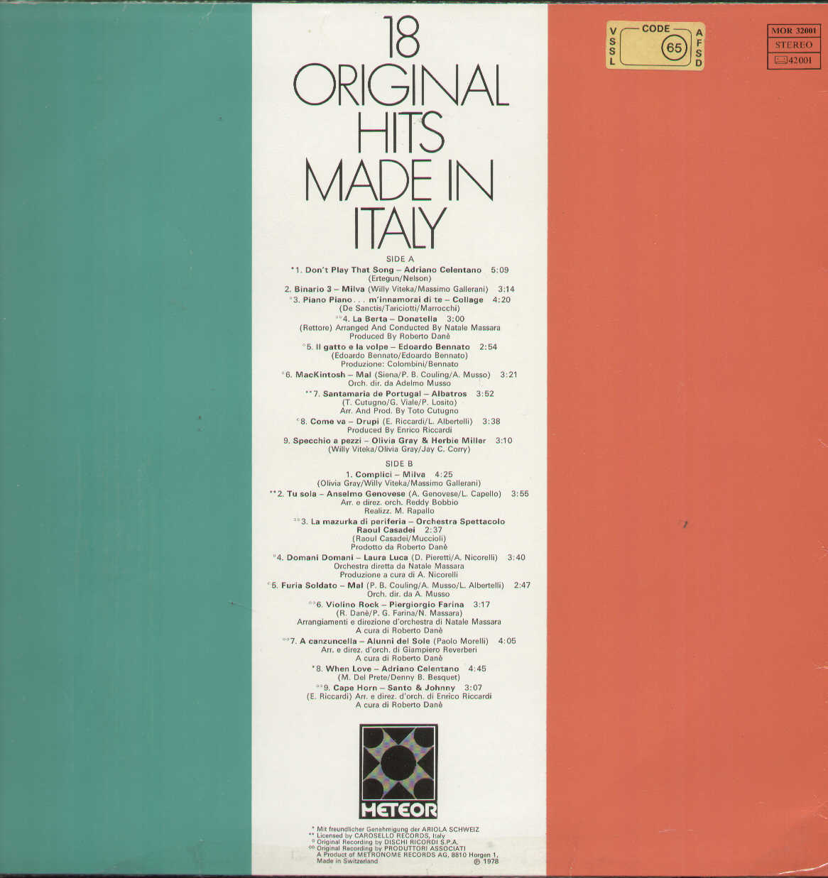 18 Original Hits Made In Italy