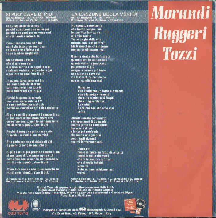 Si Può Dare Di Più / Le Canzone Della Verità