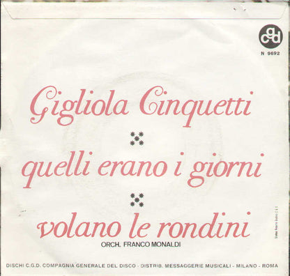 Quelli Erano I Giorni / Volano Le Rondini