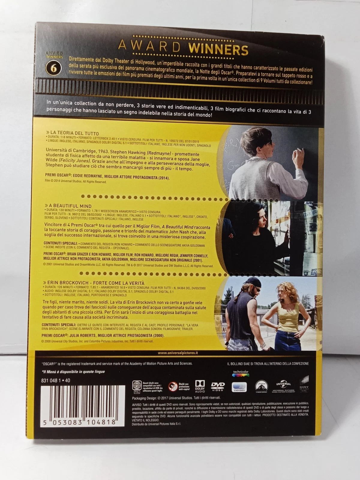 La Teoria Del Tutto / A Beautiful Mind / Erin Brockovich - Oscar Collection  3Dvd