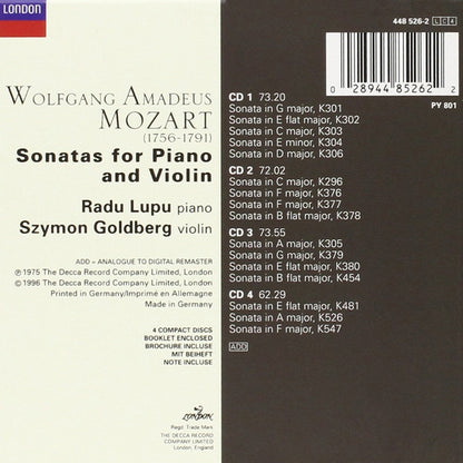 Sonatas For Piano And Violin