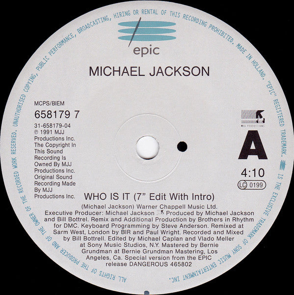 Who Is It / Rock With You Limited Edition
