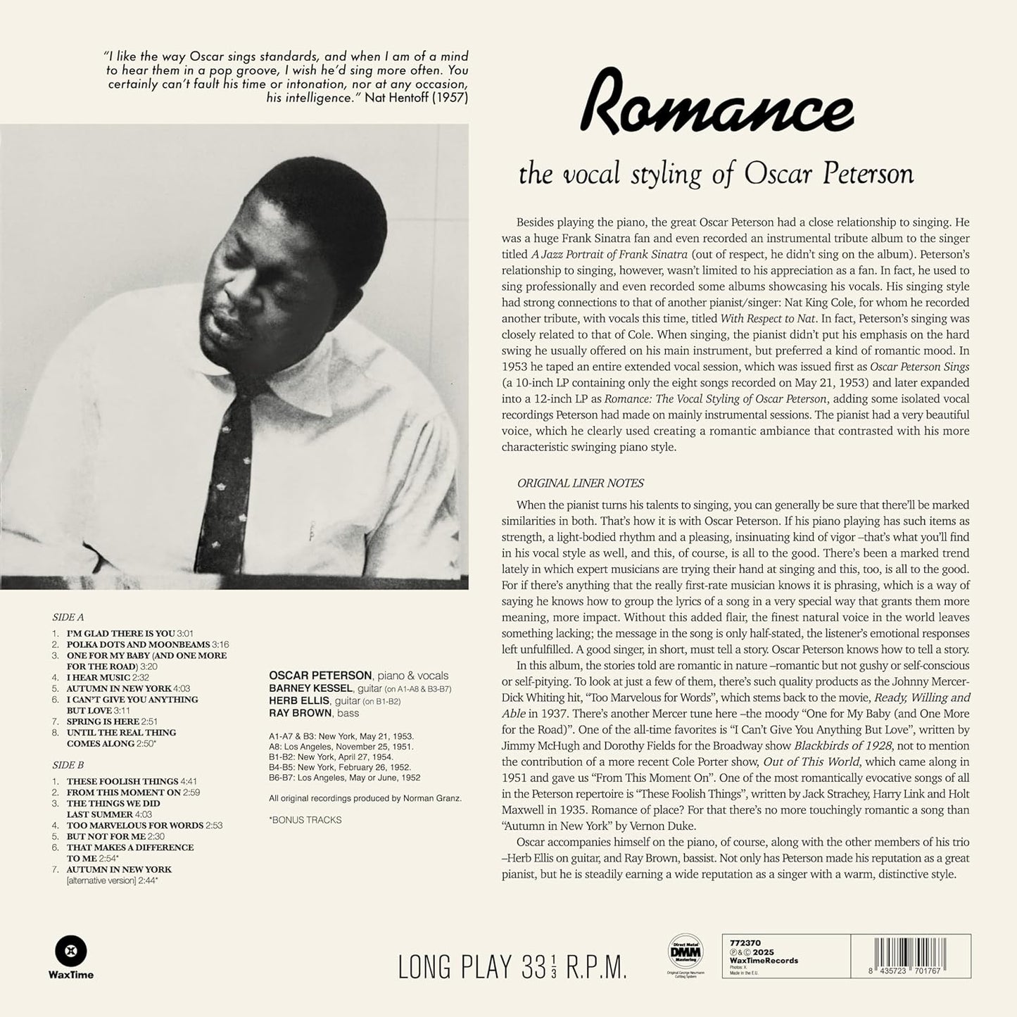Romance - The Vocal Styling Of Oscar Peterson Centennial Edition