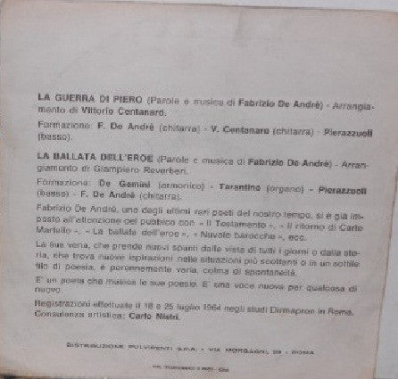 La Guerra Di Piero  / La Ballata Dell'Eroe