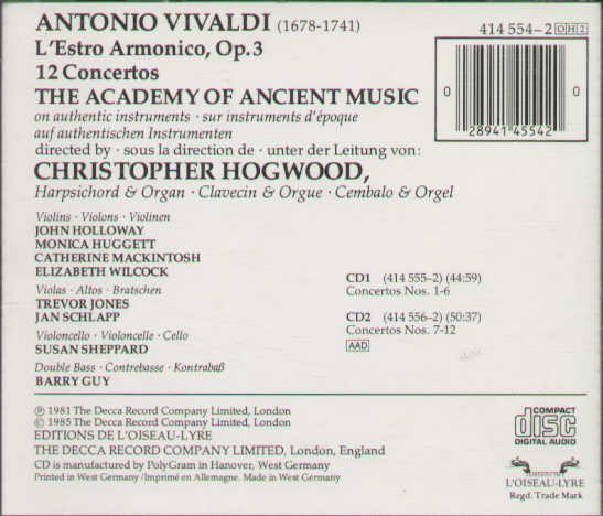 L'esto Armonico Op.3