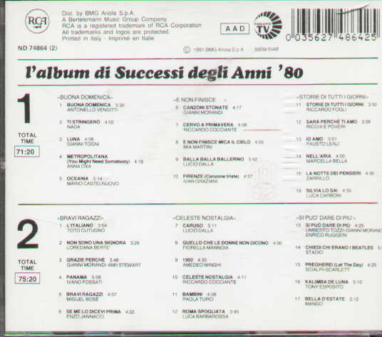 L'album Di Successi Degli Anni 80