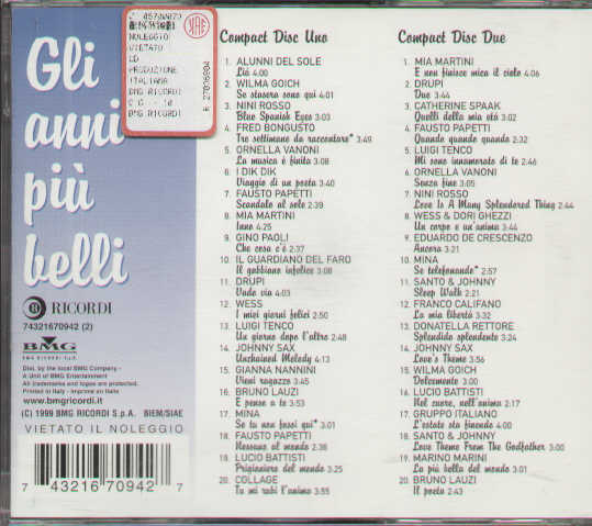 Gli Anni Piu Belli