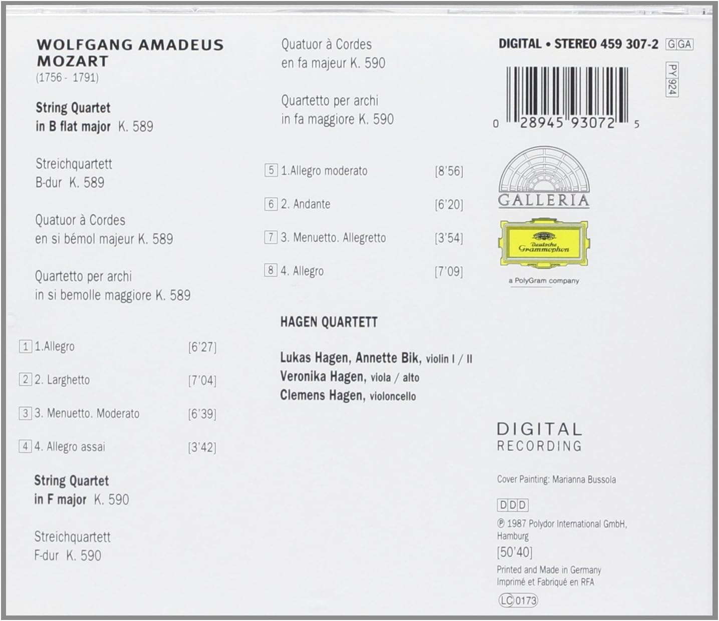 String Quartets K.589 & 590 Streichquartette