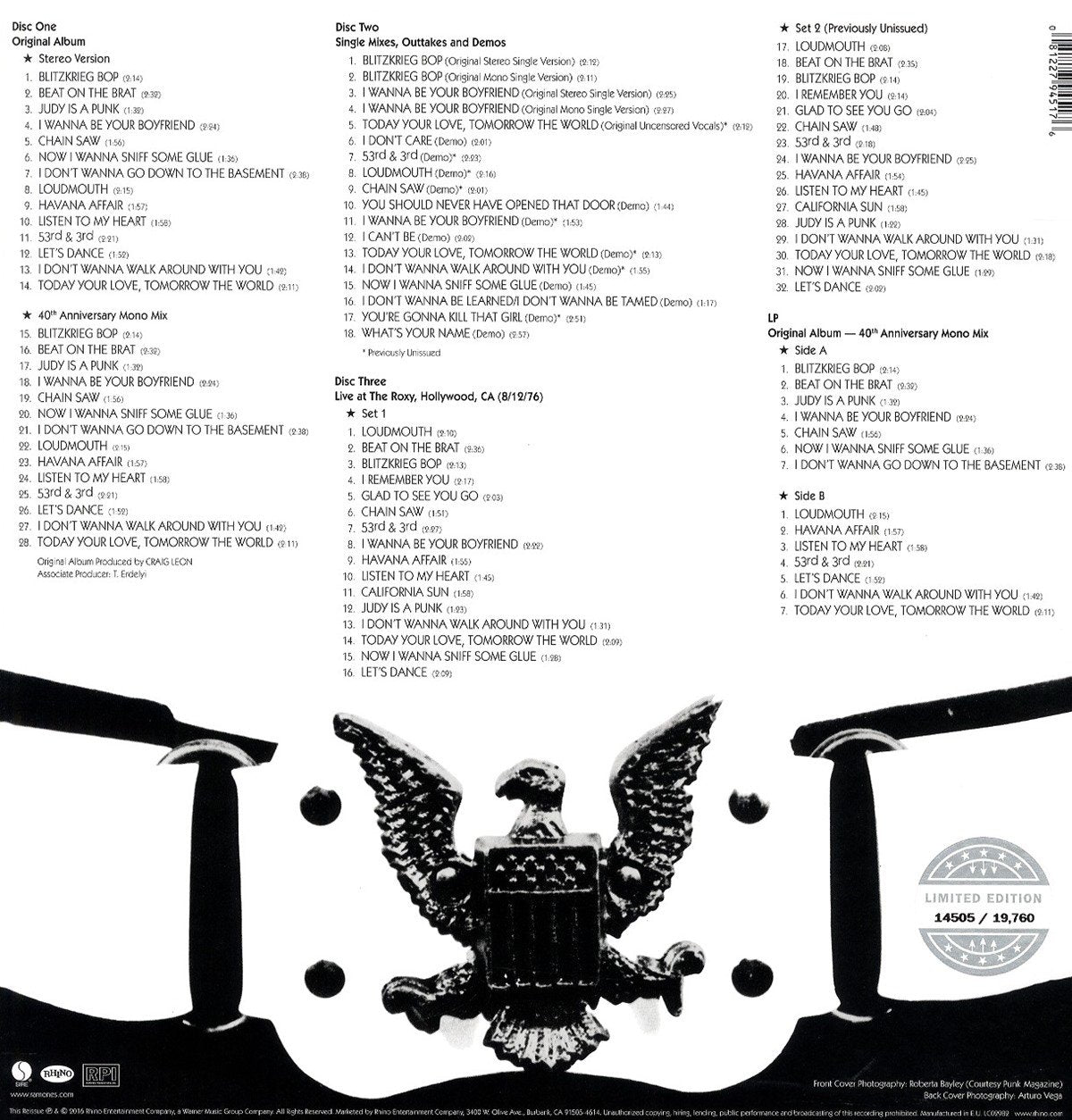 Ramones Limited Edition 3Cd+Lp