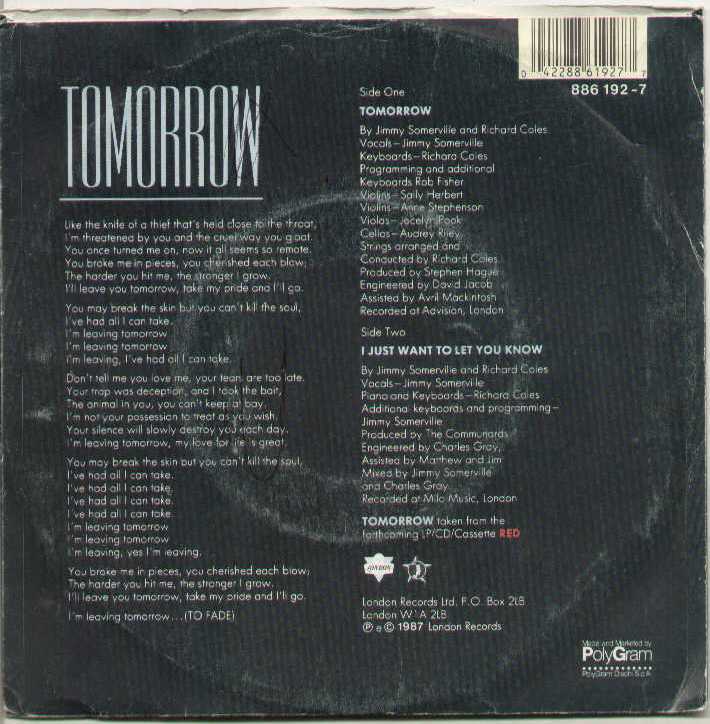 Tomorrow / I Just Want To Let You Know