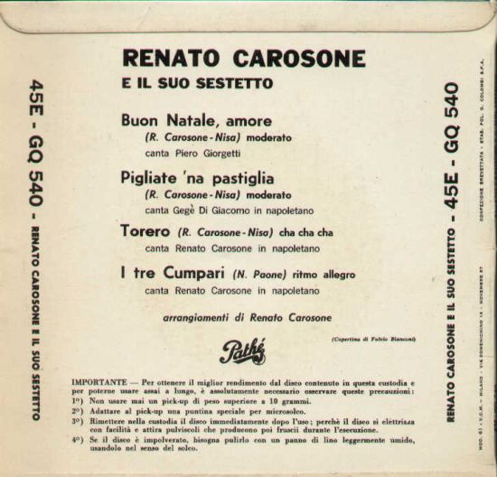 Buon Natale Amore / Pigliate 'Na Pastiglia / Torero / I Tre