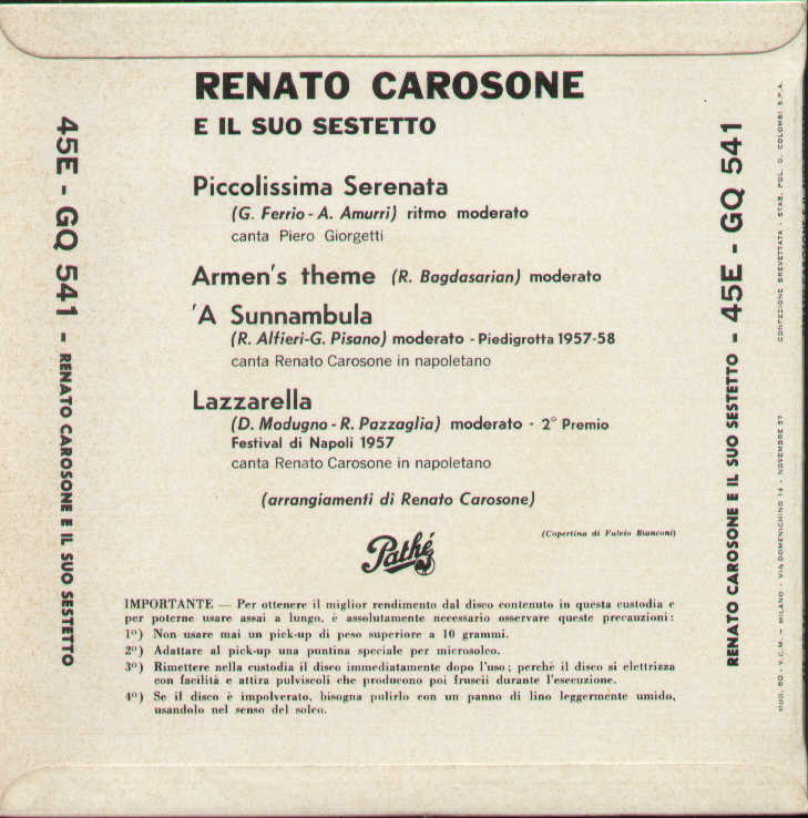 Picolissima Serenata / Armen's Theme / A Sunnambula ...