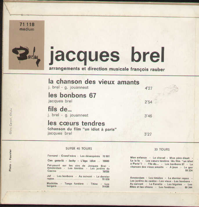 La Chanson Des Vieux Amants / Les Bonbons 67 ..