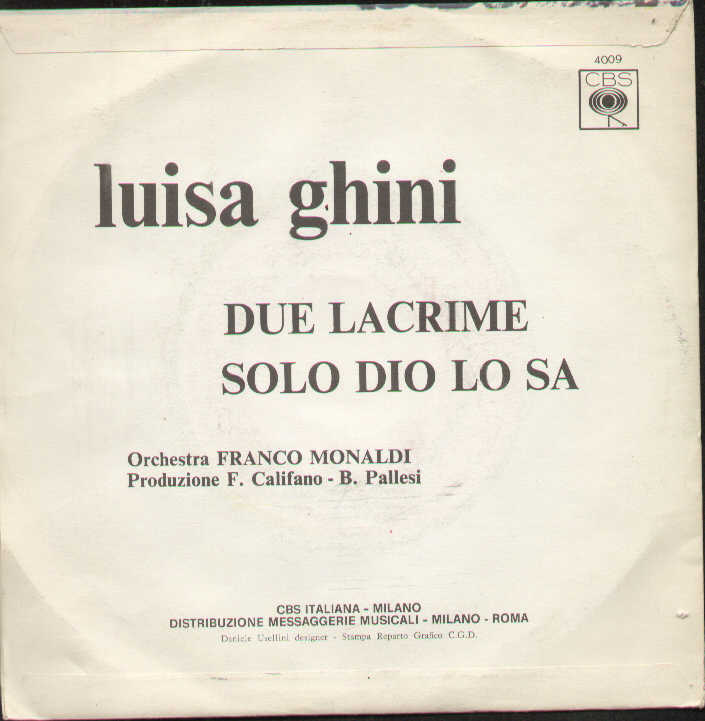 Due Lacrime / Solo Dio Lo Sa