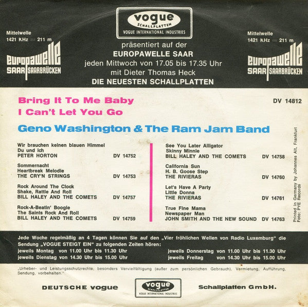 Bring It To Me Baby / I Can't Let You Go