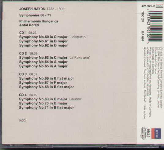 Symphonies Vol.5 N 60-71