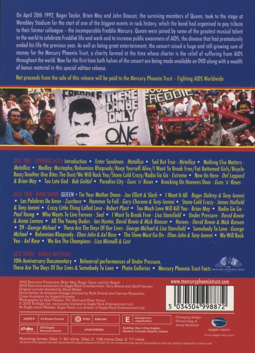 Queen + Freddie Mercury Tribute Concert 3DVD