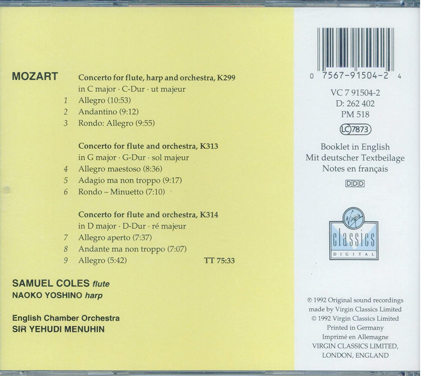 Concertos Pour Flute K313 & K314