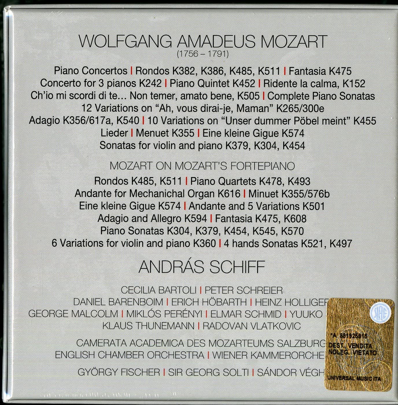 Andras Schiff Plays Mozart Boxset 21Cd