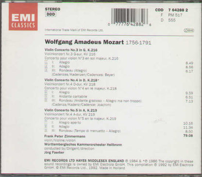 Mozart Concertos 3 4 5