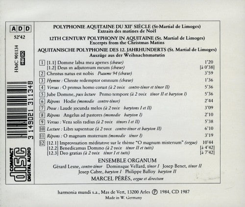 Polyphonie Aquitaine Du 12 Siecle Saint Martial De Limoges