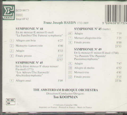 Symphonies N.44-45-49.