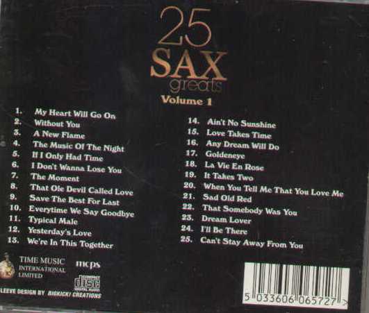 25 Sax Greats Volume 1