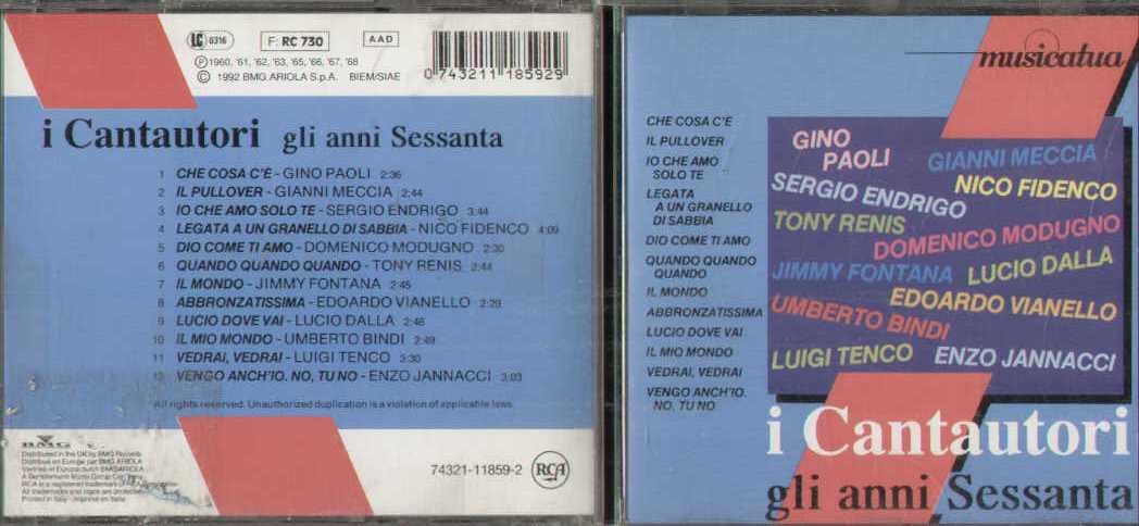 I Cantautori Gli Anni Sessanta