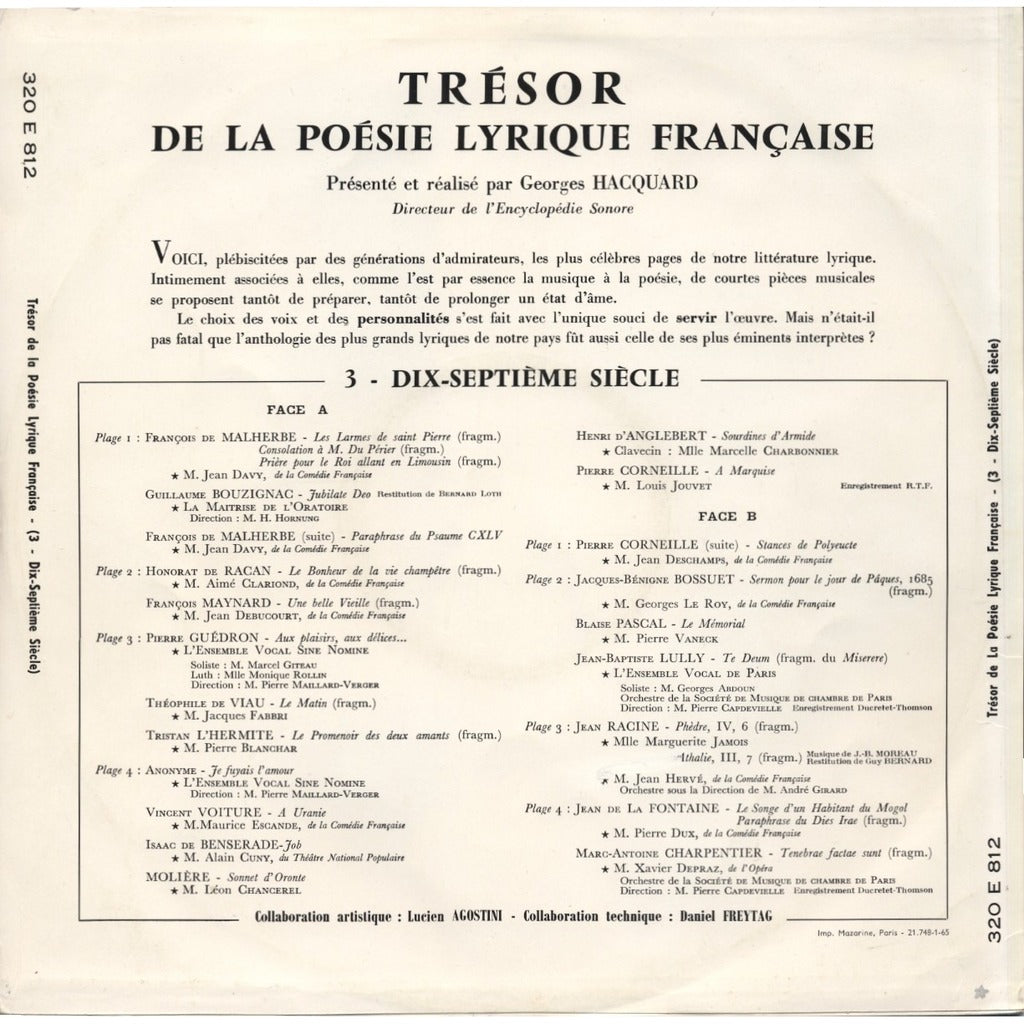 Tresor De La Poesie Lyrique Francaise