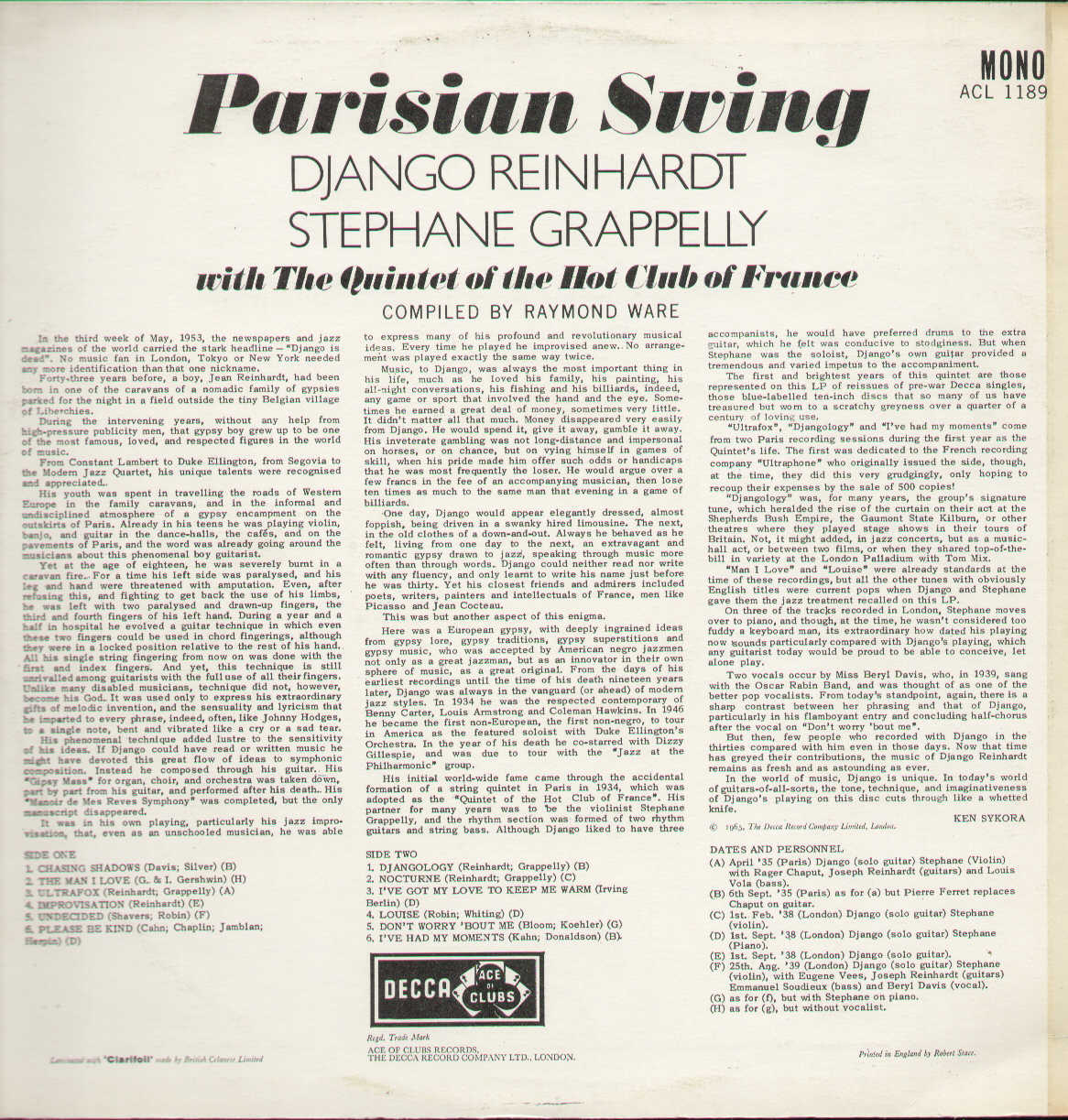 Parisian Swing With The Quintet Of The Hot Club Of France