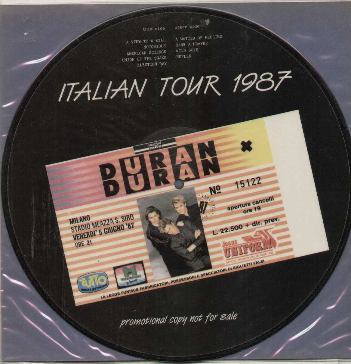 Live Italian Tour 1987 Picture Disc