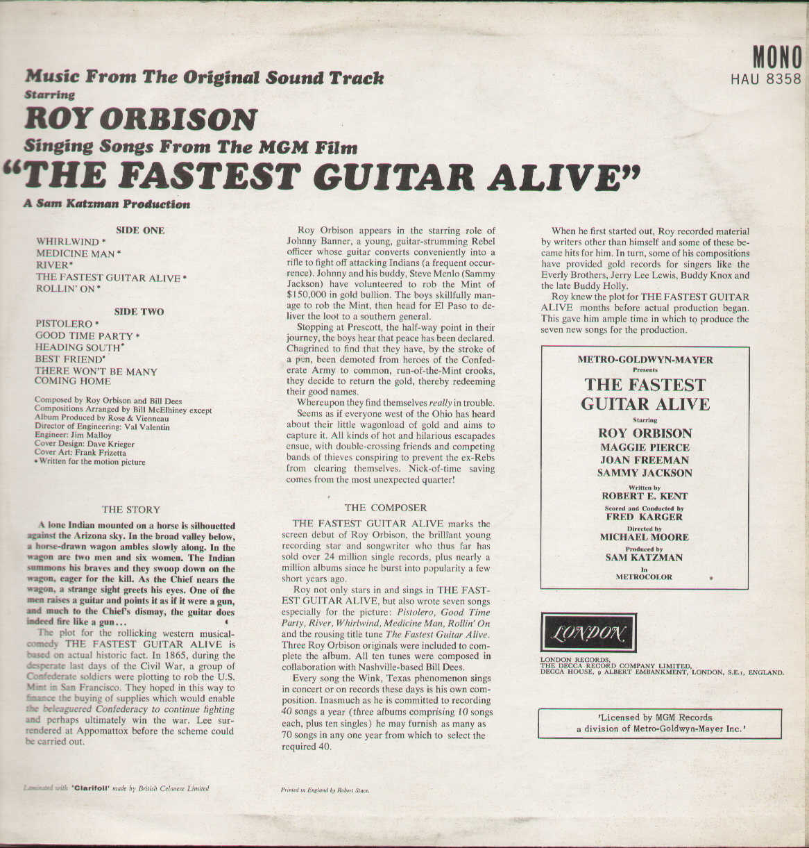 Singing Songs From The Mgm Film The Fastest Guitar Alive
