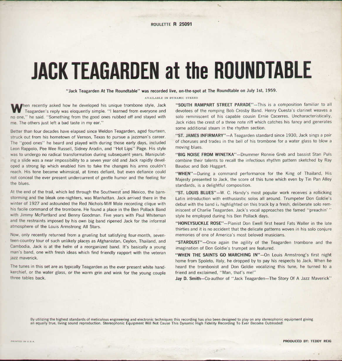 Jack Teagarden At The Roundtable