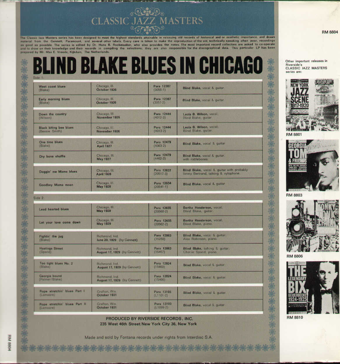 Blind Blake Blues In Chicago